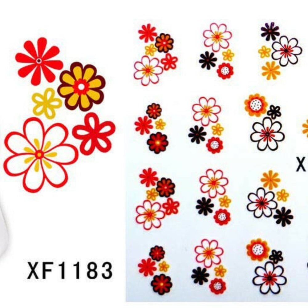 Retro Floral Nail Water Decals